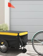 vidaXL Ремарке за велосипед черно и жълто 45 кг желязо