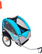 vidaXL Ремарке за велосипед сиво и синьо 30 кг