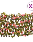 vidaXL Решетка изкуствен бръшлян разширяема 5 бр тъмнорозово 180x20 см