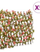 vidaXL Решетка изкуствен бръшлян разширяема 5 бр тъмнорозово 180x60 см