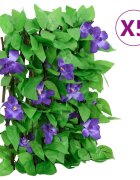 vidaXL Решетка от изкуствен бръшлян разширяема 5 бр зелена 180x20 см