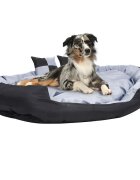 vidaXL Реверсивно и миещо се кучешко легло сиво-черно 150x120x25 см