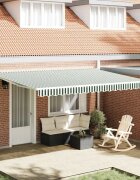 vidaXL Резервно платнище за тента за 45x3 м Зелено и бяло райе