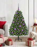 vidaXL С изкуствено коледно дърво 120 cm 150 LED светодиода Топло бяло