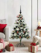 vidaXL С изкуствено коледно дърво Зелен и бял 120 cm