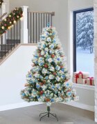vidaXL С изкуствено коледно дърво Зелен и бял 240 cm