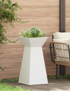 vidaXL Саксия с колона Бяло 35 x 35 x 73 см Студено валцована стомана