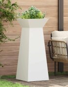 vidaXL Саксия с колона Бяло 40 x 40 x 100 cm Студено валцована стомана