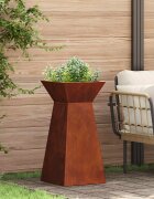 vidaXL Саксия с колона Ръждясало 35 x 35 x 73 см Кортенова стомана