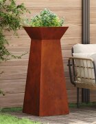 vidaXL Саксия с колона Ръждясало 40 x 40 x 100 cm Кортенова стомана