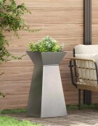 vidaXL Саксия с колона Сребристо 35 x 35 x 73 см Неръждаема стомана