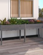 vidaXL Саксия с вложка сива 203x53x76 см масивна ела