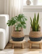 vidaXL Саксия за растения с дръжки 2 бр. Черно Ø 22 x 20 см