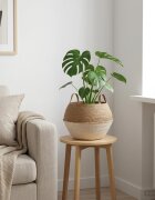 vidaXL Саксия за растения с дръжки Бяло Ø 45 x 36 см 100% Морска трева