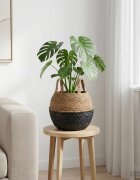 vidaXL Саксия за растения с дръжки Черно Ø 22 x 20 см