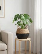 vidaXL Саксия за растения с дръжки Черно Ø 45 x 36 см