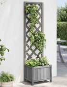 vidaXL Саксия за цветя с решетка 40x30x135 см масивна ела