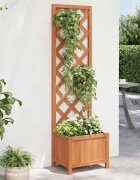 vidaXL Саксия за цветя с решетка 40x30x135 см масивна ела