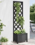 vidaXL Саксия за цветя с решетка черна 40x30x135 см масивна ела