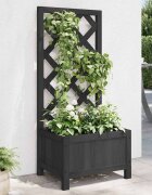 vidaXL Саксия за цветя с решетка черна 40x30x90 см масивна ела