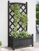 vidaXL Саксия за цветя с решетка черна 55x295x110 см масивна ела