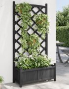 vidaXL Саксия за цветя с решетка черна 75 x 35 x 150 см масивна ела
