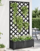 vidaXL Саксия за цветя с решетка черна 90x35x180 см масивна ела