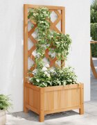 vidaXL Саксия за цветя с решетка кафява 40x30x90 см масивна ела