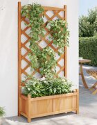 vidaXL Саксия за цветя с решетка кафява 75 x 35 x 150 см масивна ела
