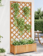 vidaXL Саксия за цветя с решетка кафява 90x35x180 см масивна ела