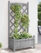 vidaXL Саксия за цветя с решетка сива 55x295x110 см масивна ела