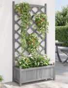 vidaXL Саксия за цветя с решетка сива 75 x 35 x 150 см масивна ела