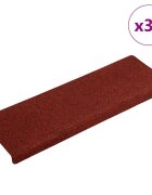 vidaXL Самозалепващи се изтривалки за стълби 30 бр. 65x21x4 см бордо червени правоъгълен кант