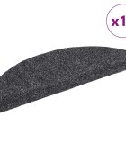 vidaXL Самозалепващи се постелки за стълби 10 бр. 56x17x3 см тъмносиви полукръгли