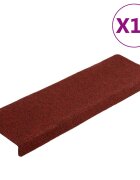vidaXL Самозалепващи се постелки за стълби 10 бр. 65x21x4 см бордо червени правоъгълен кант