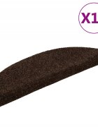 vidaXL Самозалепващи се постелки за стълби 15 бр. 56x17x3 см кафяви полукръгли