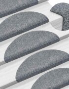 vidaXL Самозалепващи се постелки за стълби 15 бр. 56x17x3 см светлосиви полукръгли