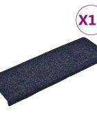 vidaXL Самозалепващи се постелки за стълби 15 бр. 65x21x4 см сини с правоъгълен кант