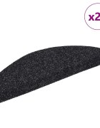 vidaXL Самозалепващи се постелки за стълби 20 бр. 56x17x3 см черни полукръгли