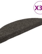 vidaXL Самозалепващи се постелки за стълби 30 бр. 56x17x3 см антрацит полукръгли
