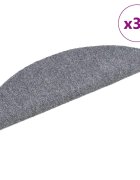vidaXL Самозалепващи се постелки за стълби 30 бр. 56x17x3 см светлосиви полукръгли
