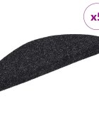 vidaXL Самозалепващи се постелки за стълби 5 бр. 56x17x3 см черни полукръгли
