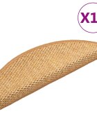 vidaXL Самозалепващи стелки за стълби 15 бр 56x17x3 см сизал