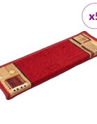 vidaXL Самозалепващи стелки за стълби 5 бр 65x21x4 см червени
