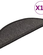 vidaXL Самозалепващи стелки за стълби сизал 15 бр 56x17x3 см антрацит