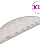 vidaXL Самозалепващи стелки за стълби сизал 15 бр 56x17x3 см платина