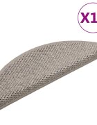 vidaXL Самозалепващи стелки за стълби сизал 15 бр 56x17x3 см сребристи