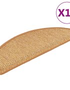 vidaXL Самозалепващи стелки за стълби сизал 15 бр 65x21x4 см