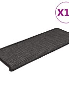 vidaXL Самозалепващи стелки за стълби сизал 15 бр 65x21x4 см антрацит
