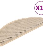 vidaXL Самозалепващи стелки за стълби сизал 15 бр 65x21x4 см бербер